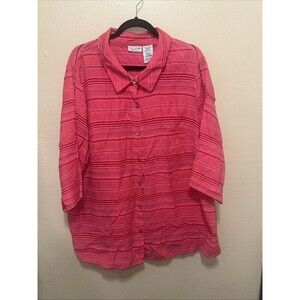 WHITE STAG Coral Button Down Shirt Top Women's Sz 22w/24w‎